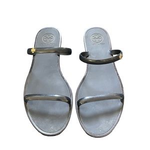 tory burch slipon black double strap jelly sandals